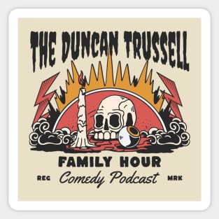 Occult-Style Duncan Trussell Podcast Skull and Candle Sticker